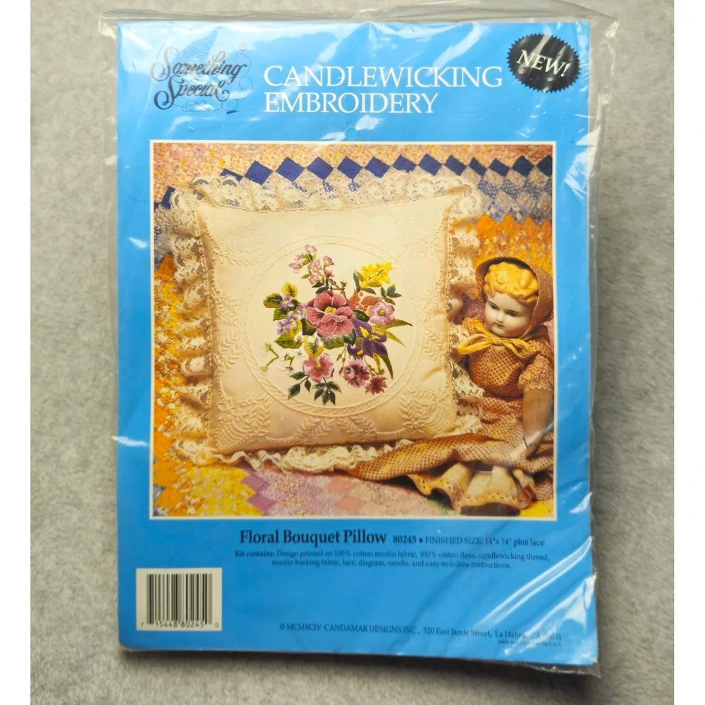 Vintage Cross Stitch Pillow Kits Roses on Lace and Floral Bouquet Embroidery Kit